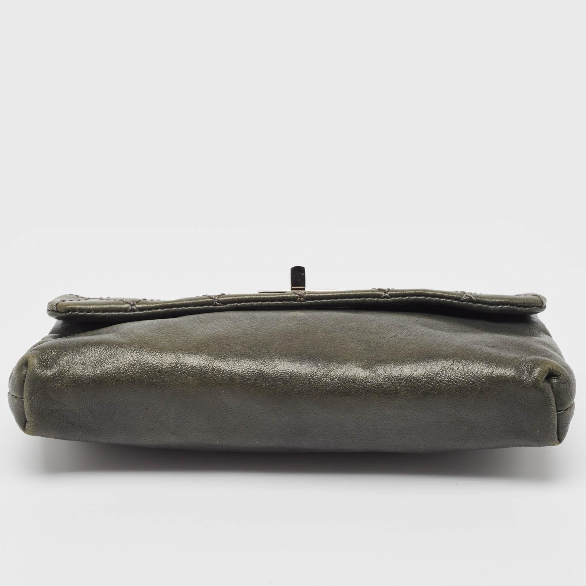 Chanel Grey Quilted Leather Mademoiselle Flap Clutch 1