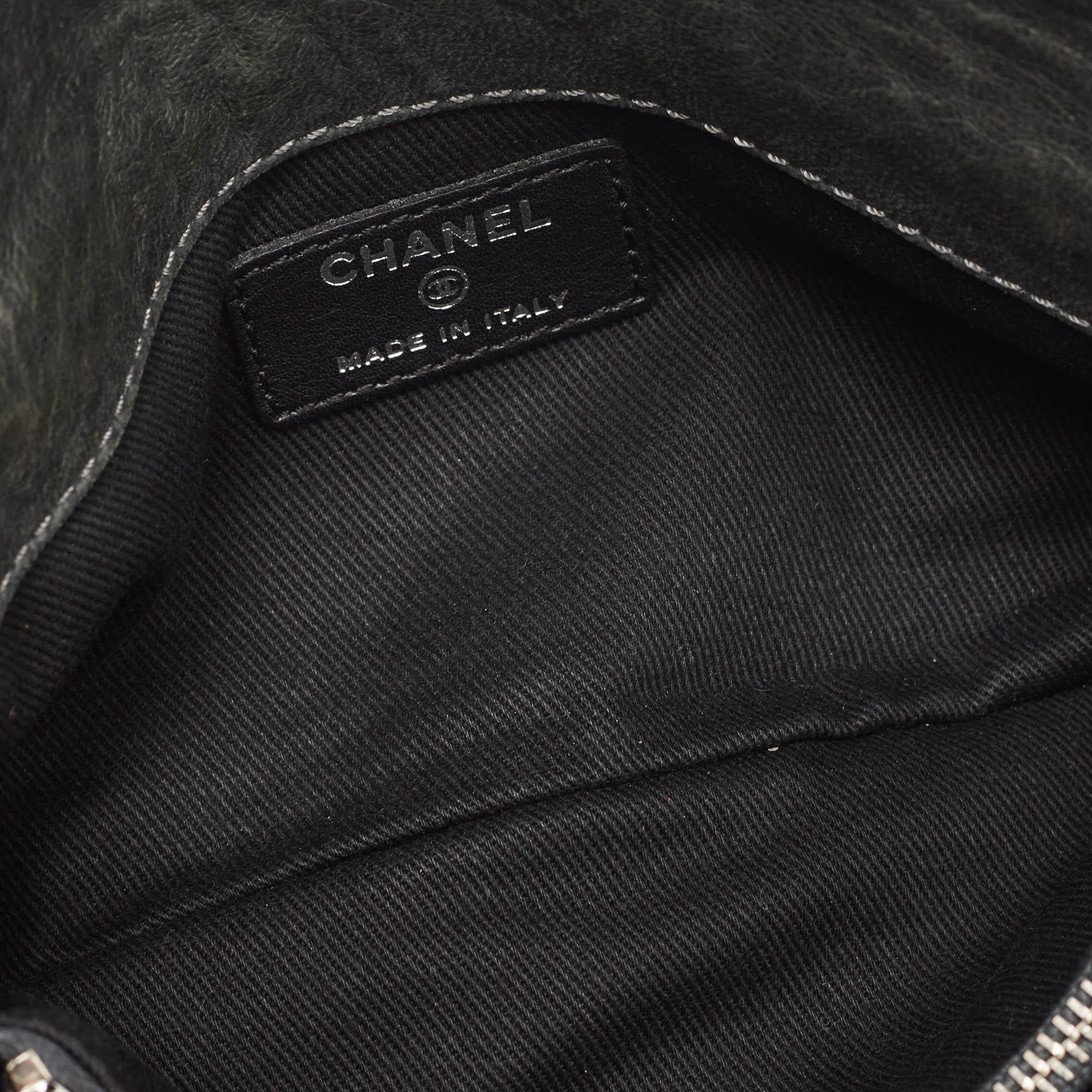 Chanel Grey Quilted Leather Mademoiselle Flap Clutch 2