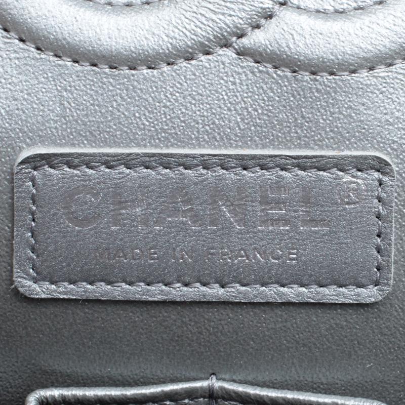 Women's Chanel Grey Quilted Leather Medium Classic Double Flap Bag