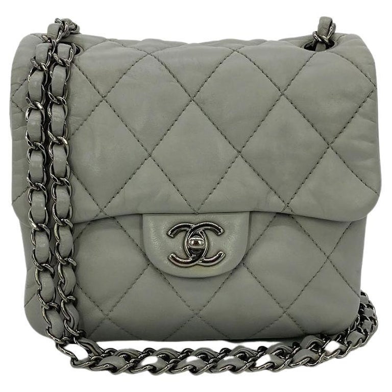 Chanel Grey Quilted Leather Mini Accordion Bag For Sale at 1stDibs