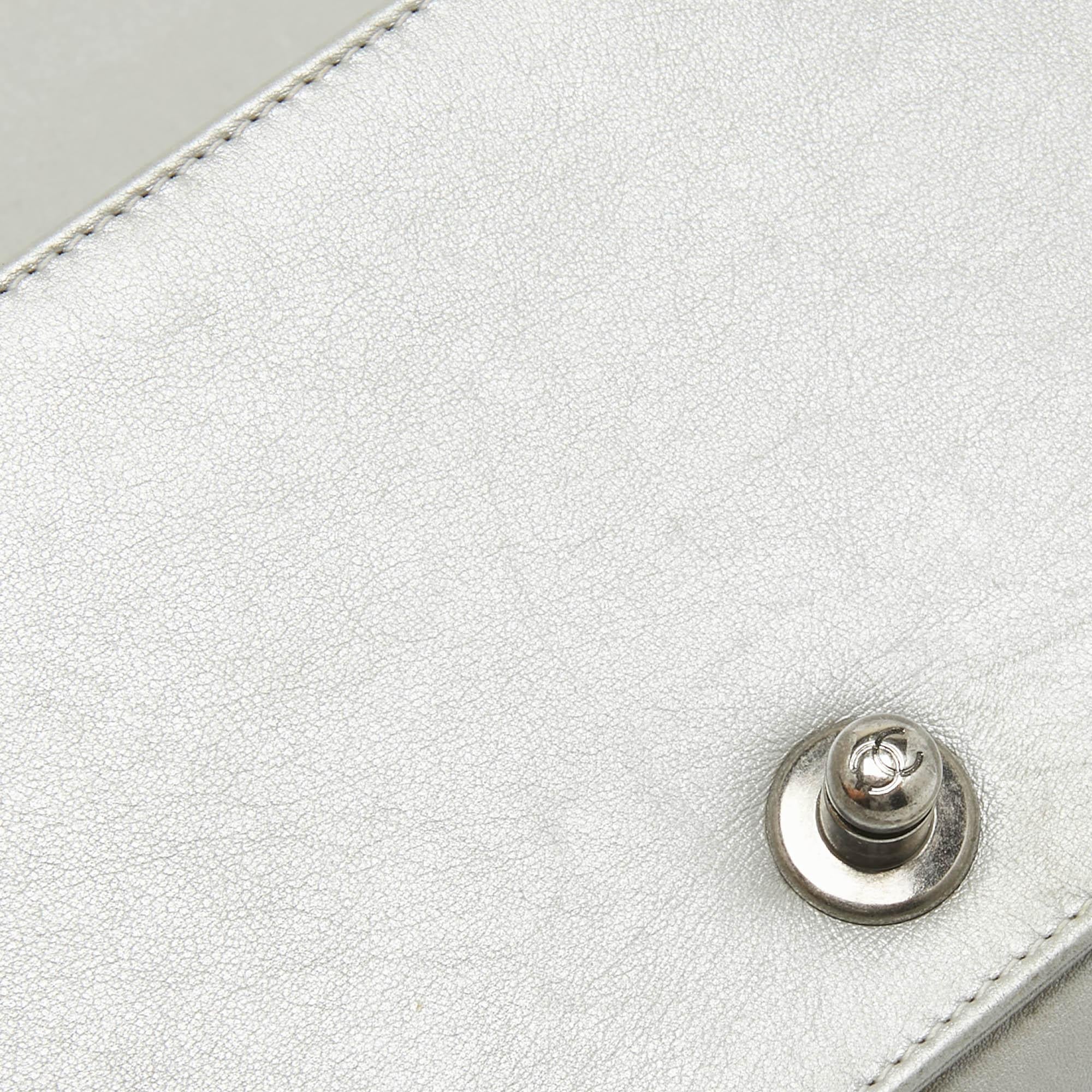 Chanel Grey Quilted Leather Mini Boy Flap Bag For Sale 2