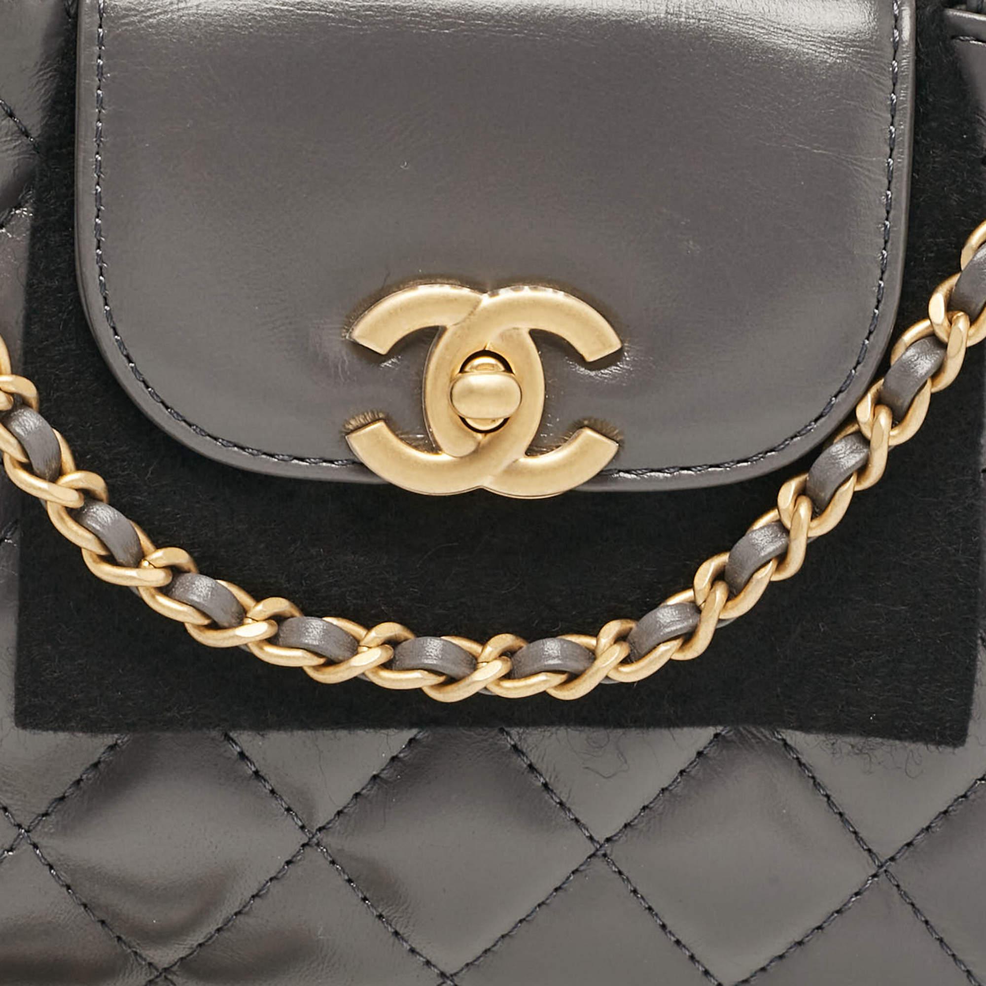 Women's Chanel Grey Quilted Leather Mini Kelly Bag