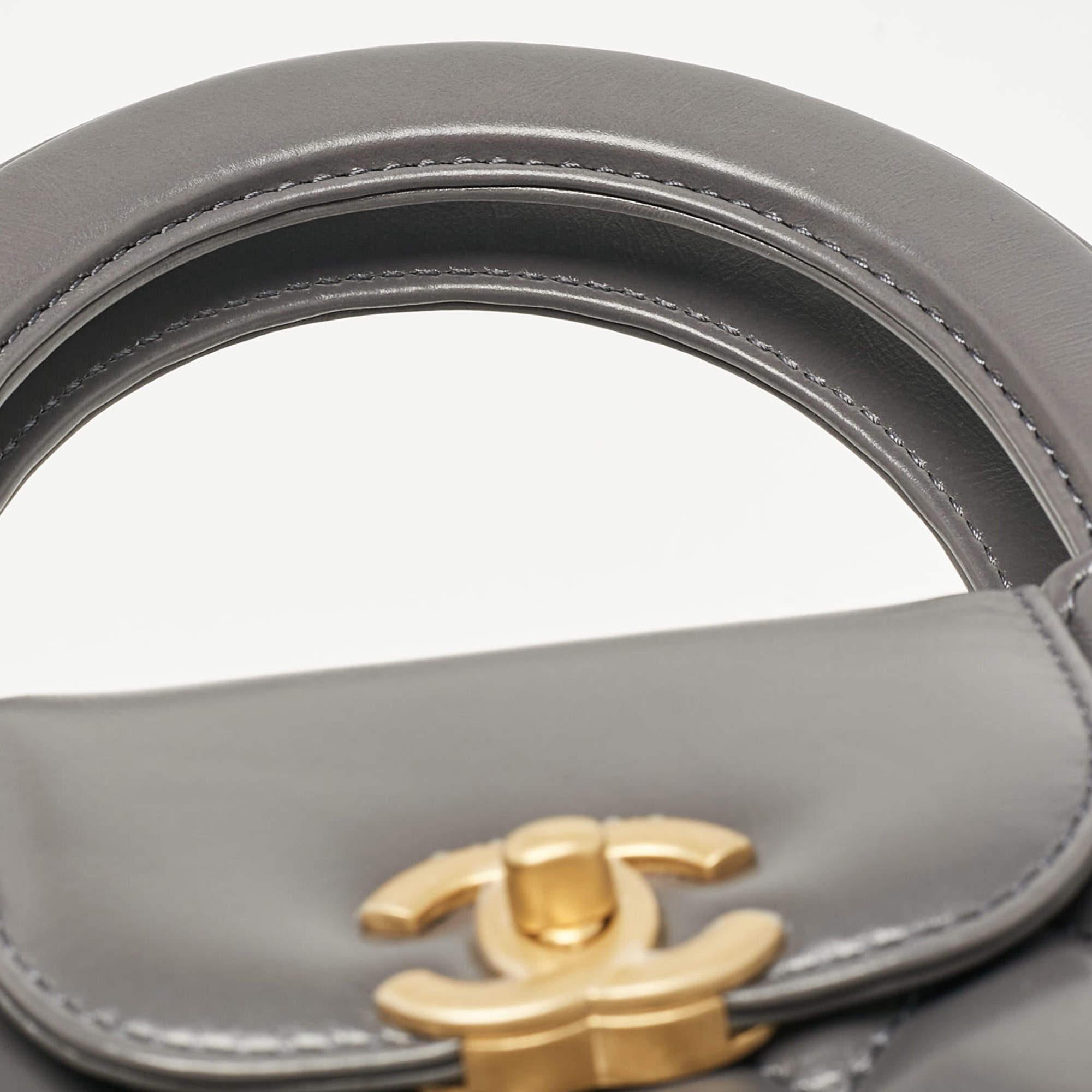 Chanel Grey Quilted Leather Mini Kelly Bag 1