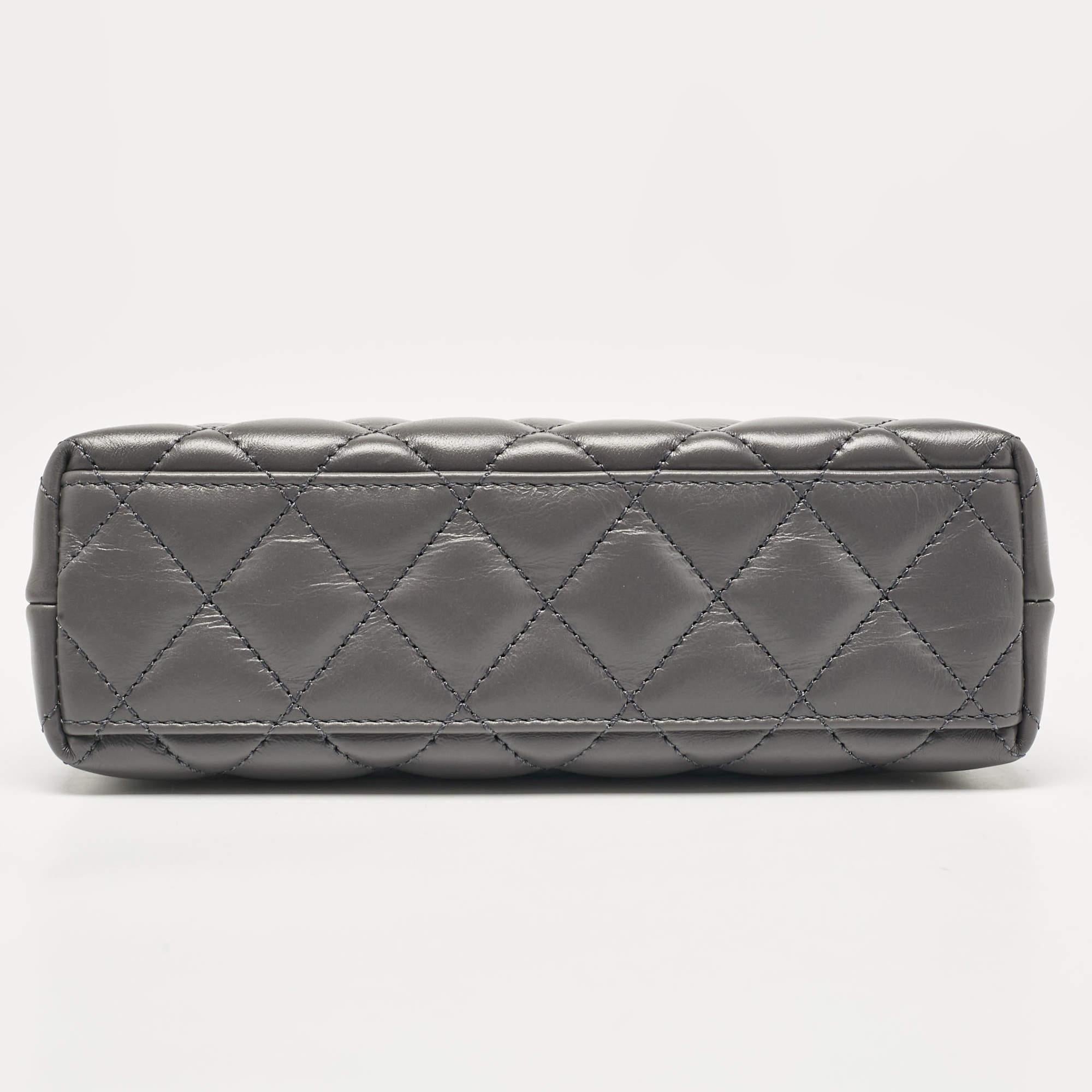 Chanel Grey Quilted Leather Mini Kelly Bag 2