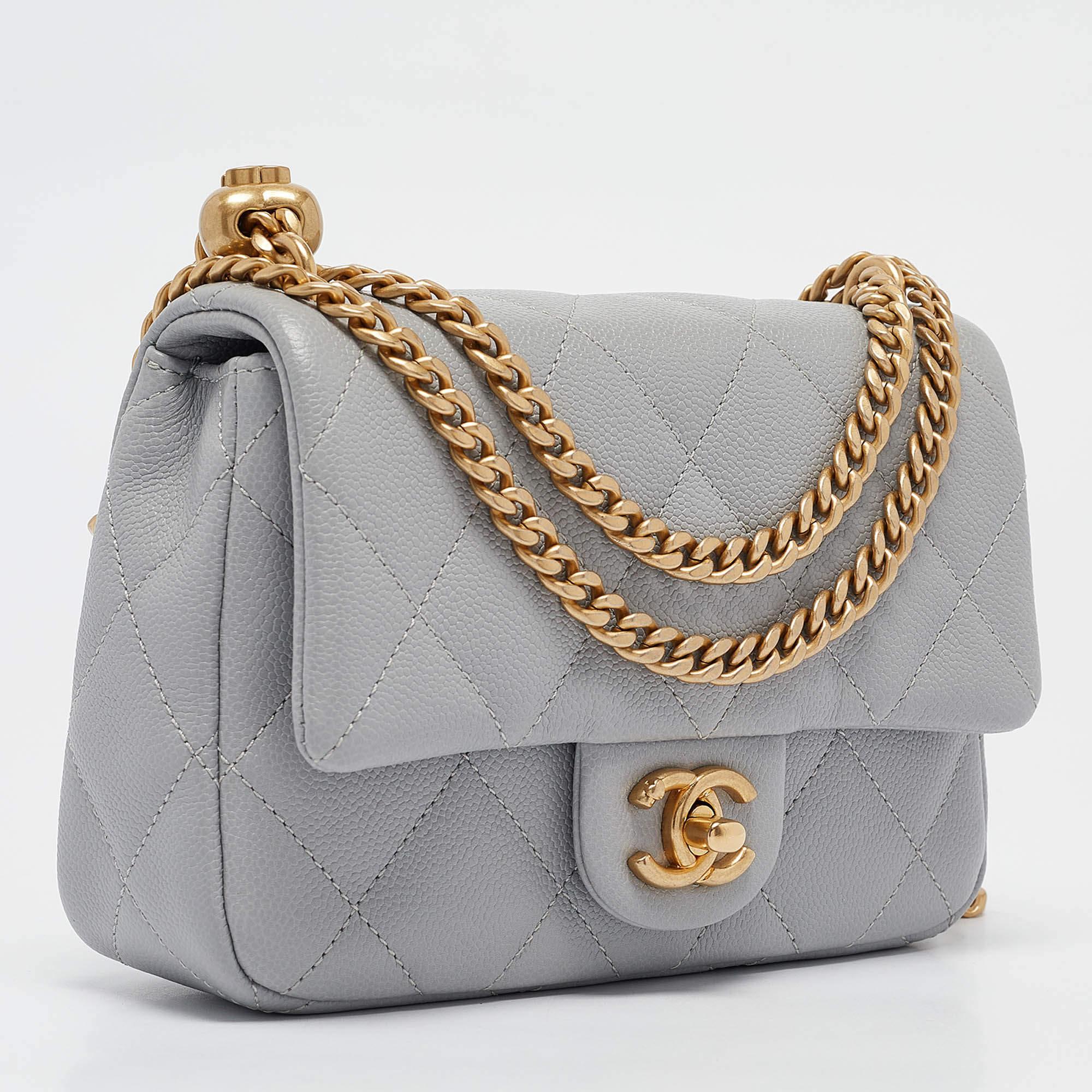 Gray Chanel Grey Quilted Leather Mini Sweetheart Flap Bag For Sale