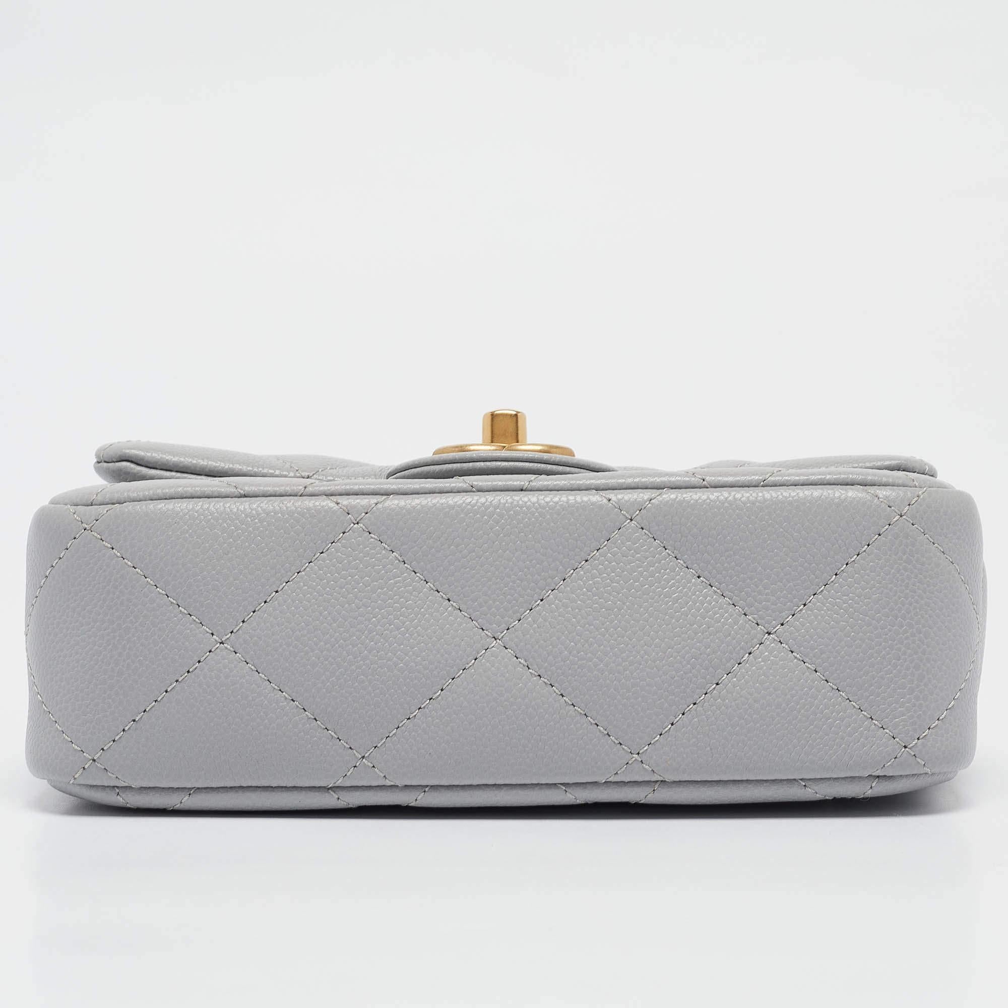 Chanel Grey Quilted Leather Mini Sweetheart Flap Bag For Sale 1