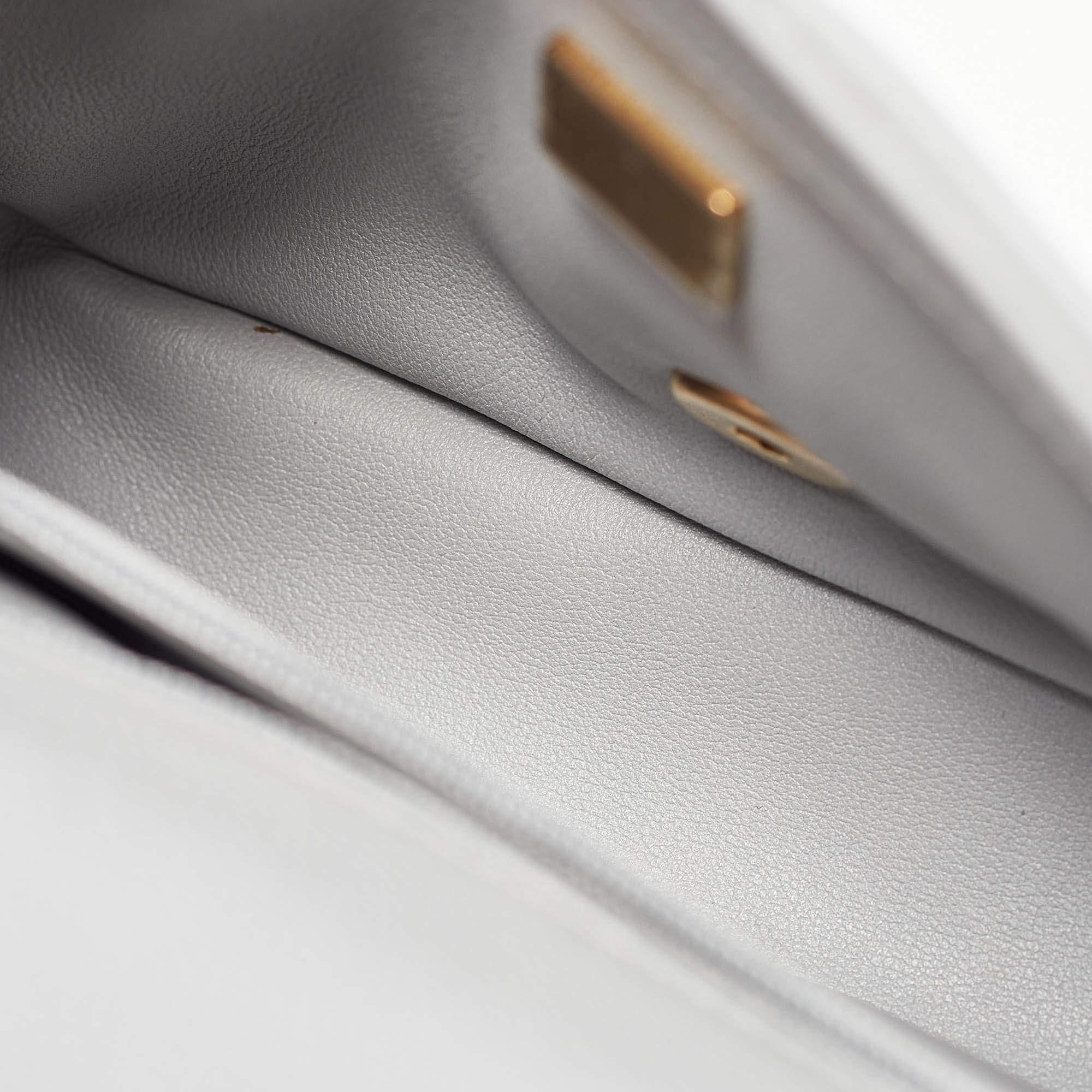 Chanel Grey Quilted Leather Mini Sweetheart Flap Bag For Sale 2