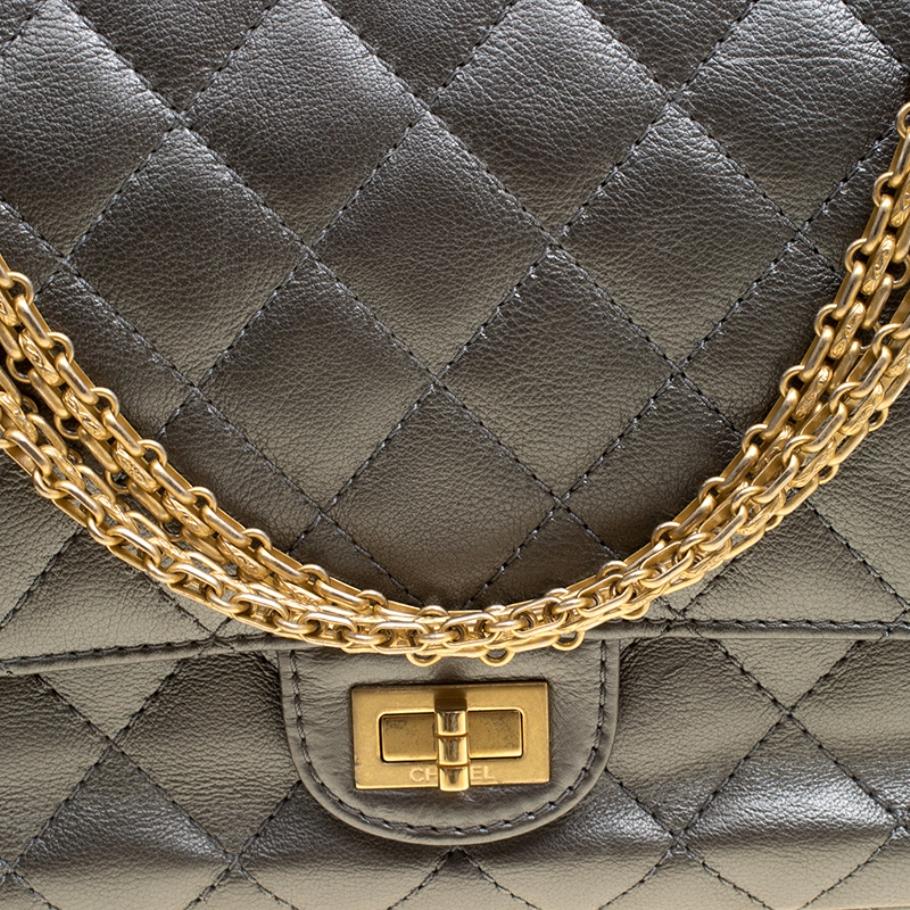 Chanel Grey Quilted Leather Reissue 2.55 Classic 226 Flap Bag 5
