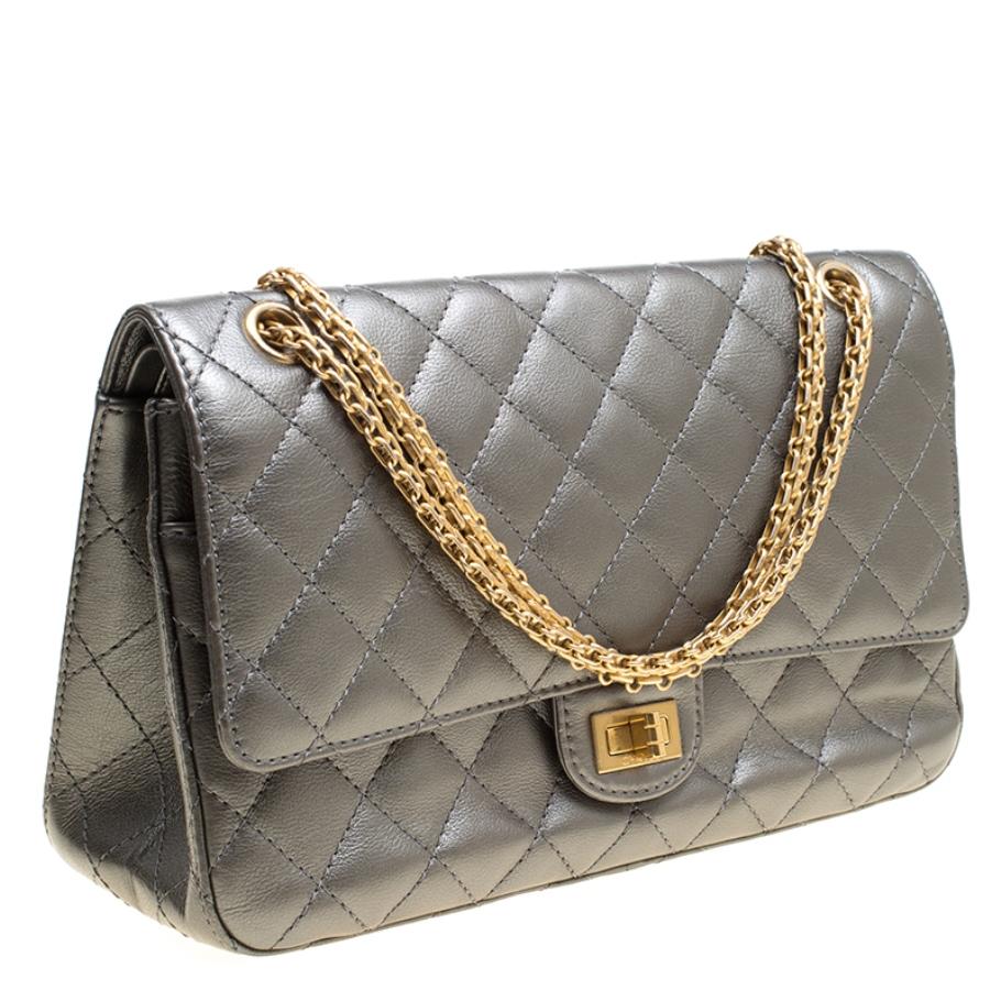Gray Chanel Grey Quilted Leather Reissue 2.55 Classic 226 Flap Bag