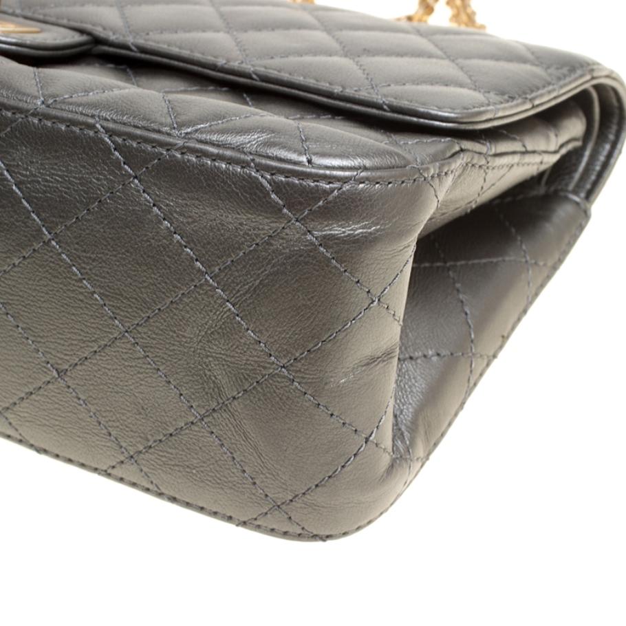 Women's Chanel Grey Quilted Leather Reissue 2.55 Classic 226 Flap Bag