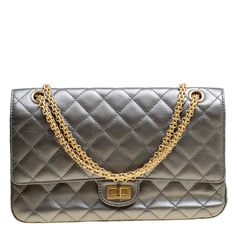 Chanel Grey Quilted Leather Reissue 2.55 Classic 226 Flap Bag