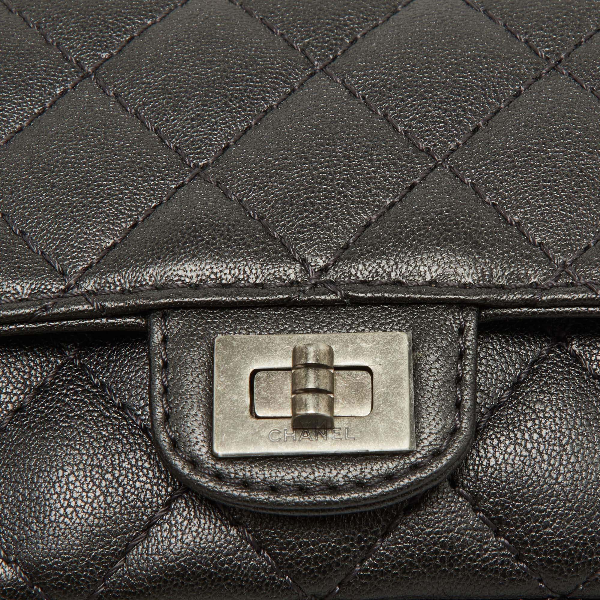 Chanel Grey Quilted Leather Reissue 2.55 Waist Belt Bag For Sale 6