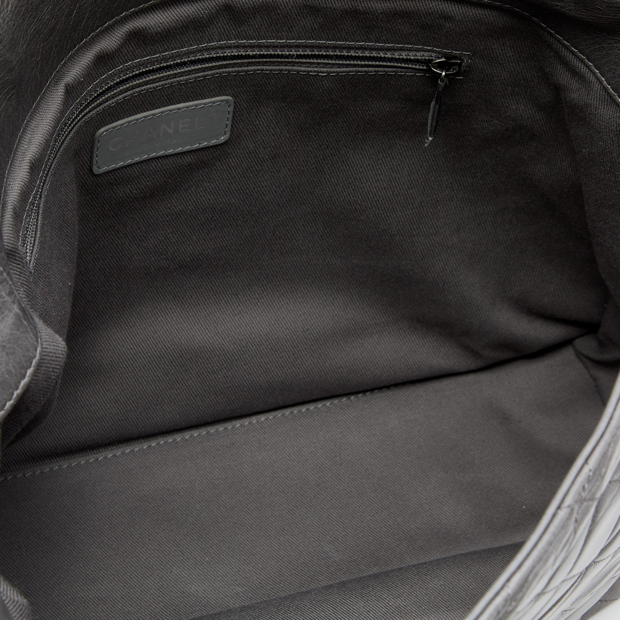 Chanel Grey Quilted Leather Shoulder Bag 5