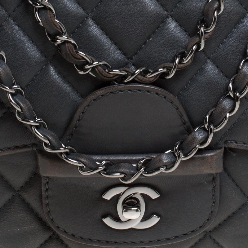 Chanel Grey Quilted Leather Shoulder Bag 1