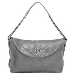 Chanel Grey Quilted Leather Shoulder Bag