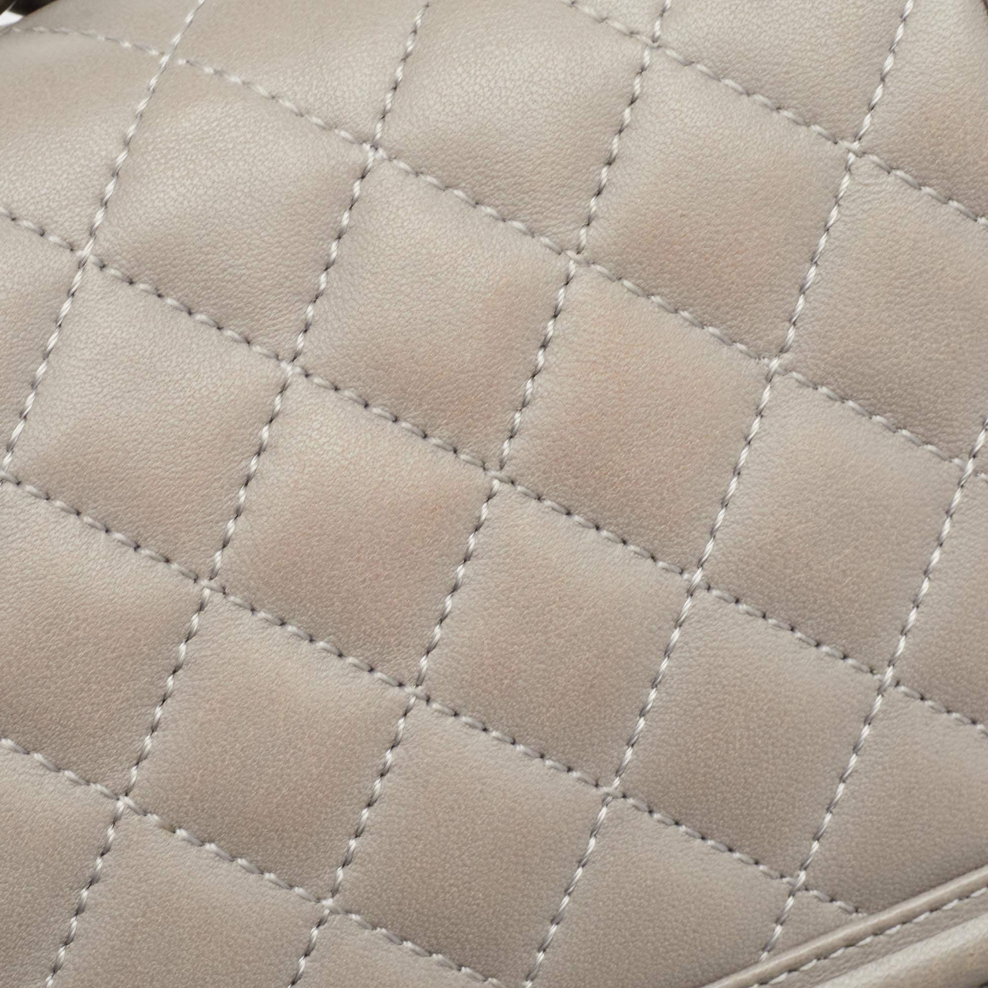 Chanel Grey Quilted Leather Small Boy Flap Bag For Sale 1