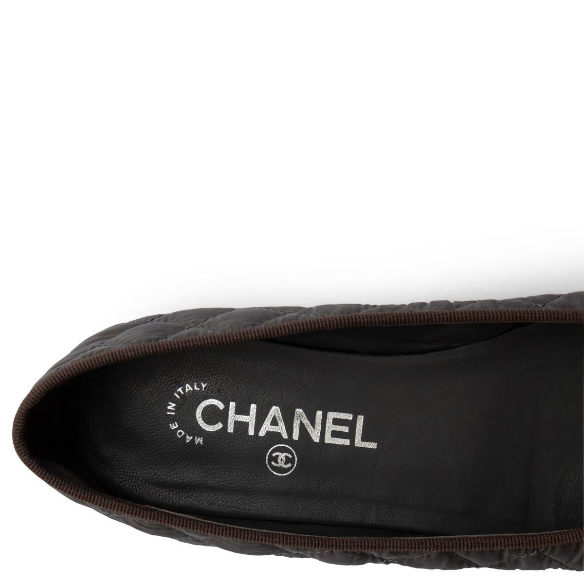 CHANEL grey QUILTED nylon 2011 11A Ballet Flats Shoes 38.5 3