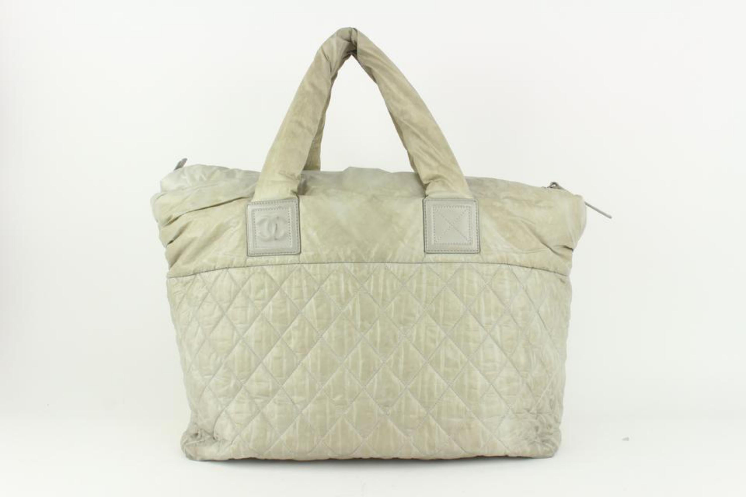 Chanel Grey Quilted Nylon Cocoon Tote Bag 1115c8 For Sale 6