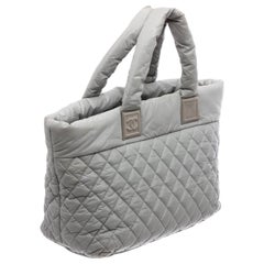Chanel Grey Quilted Nylon Large Coco Cocoon Tote Bag at 1stDibs