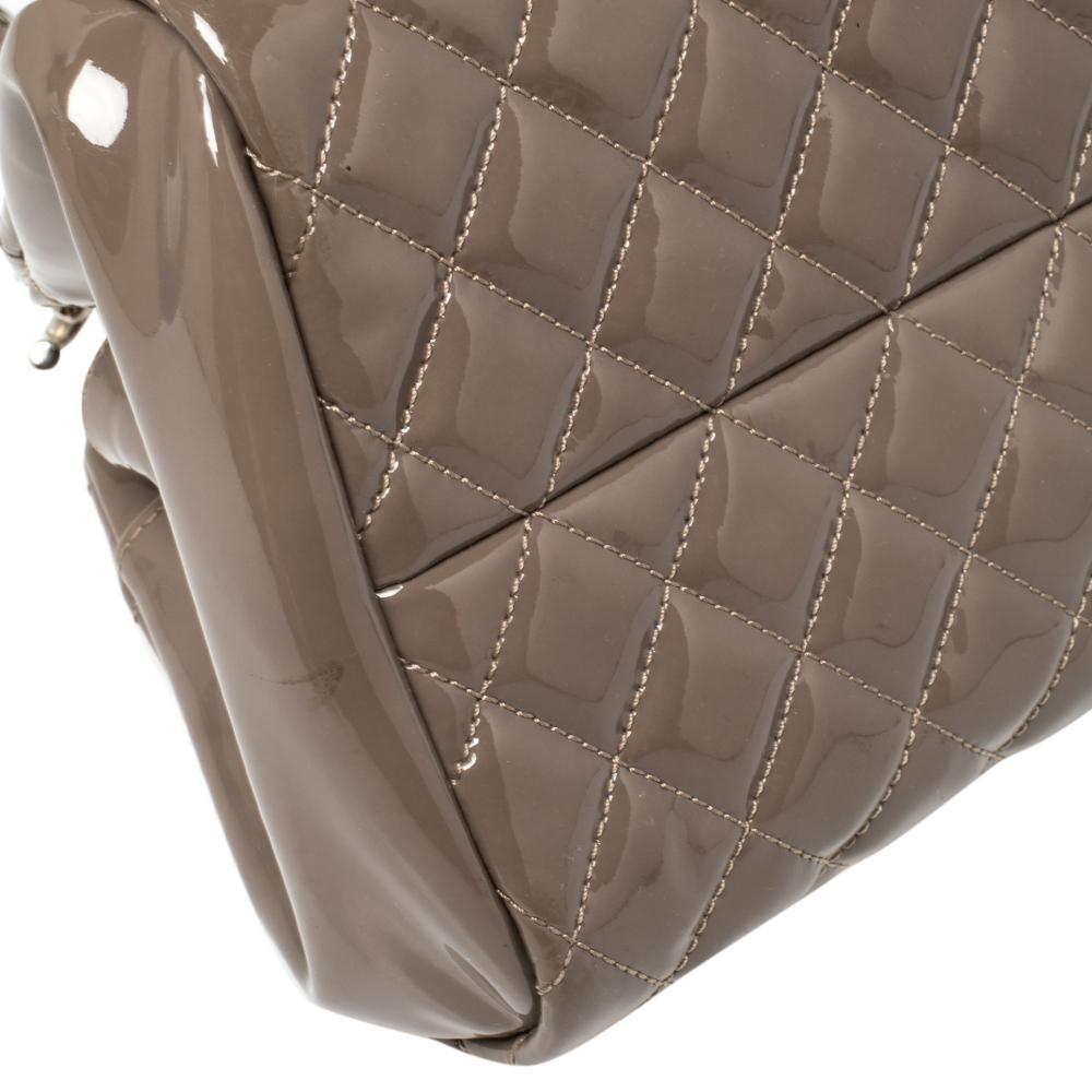 Chanel Grey Quilted Patent Leather Medium Just Mademoiselle Bowler Bag 3