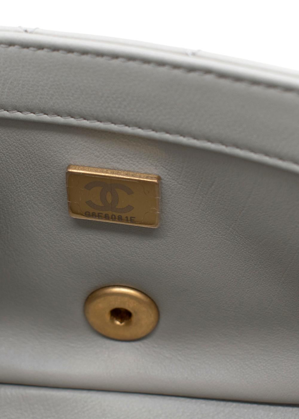 Chanel Grey Quilted Pearl Crush Mini Flap Bag For Sale 5