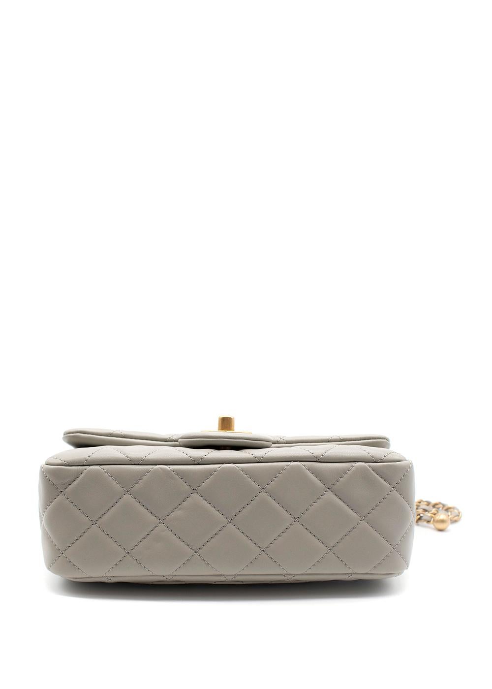 Chanel Grey Quilted Pearl Crush Mini Flap Bag In New Condition For Sale In London, GB
