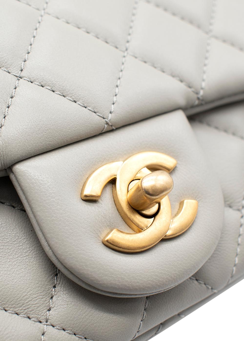 Women's Chanel Grey Quilted Pearl Crush Mini Flap Bag For Sale
