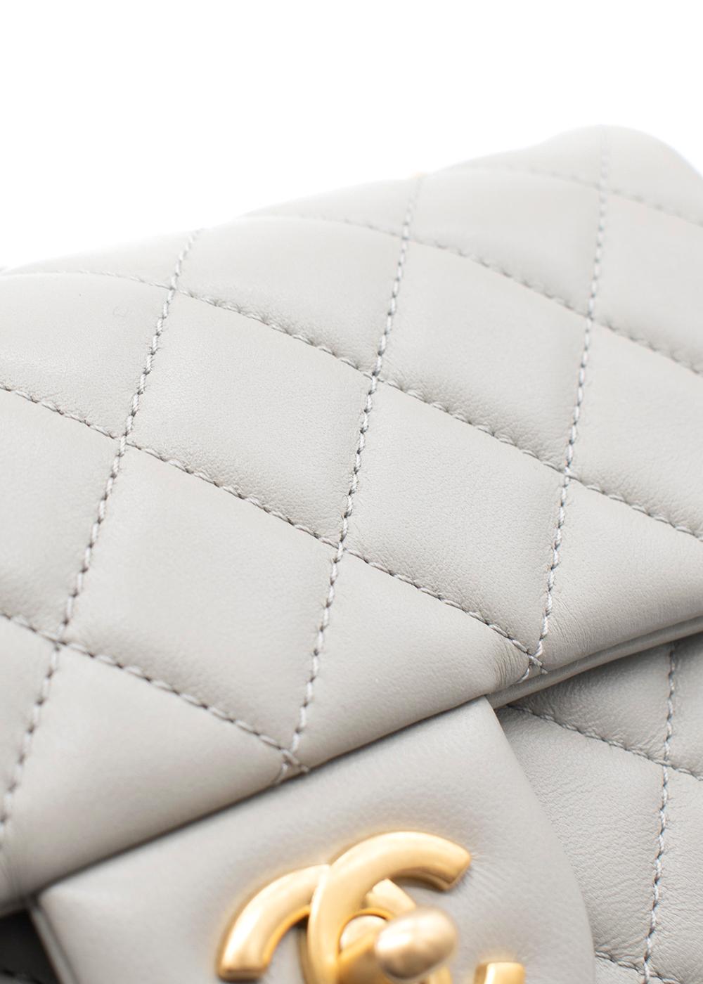 Chanel Grey Quilted Pearl Crush Mini Flap Bag For Sale 1