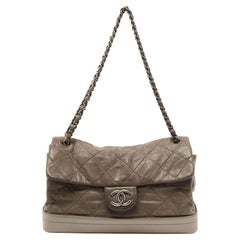 Chanel Grey Quilted Shimmer Leather VIP Flap Bag