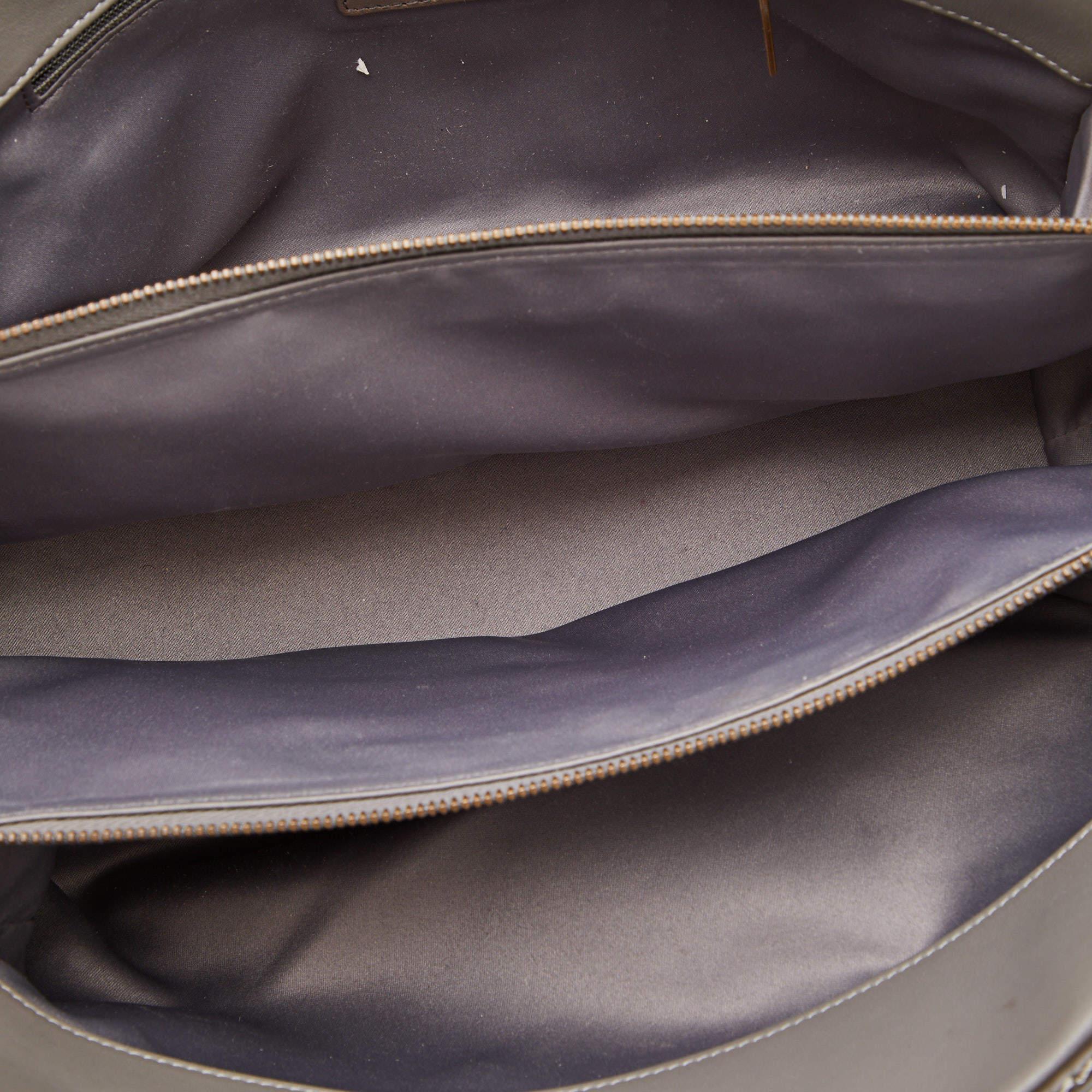 Chanel Grey Quilted Stitch Leather Triptych Tote 5