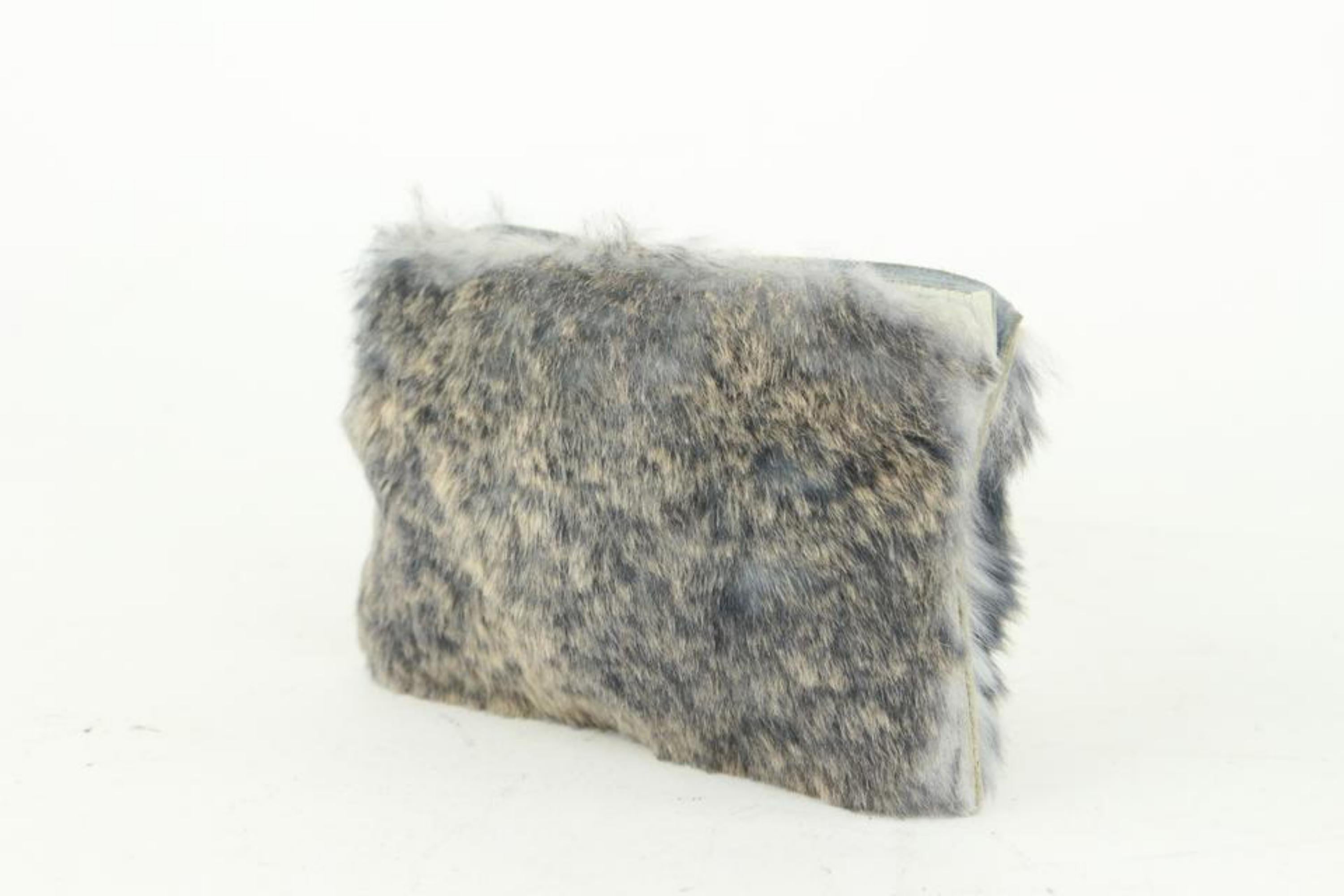 Chanel Grey Rabbit Lapin Fur Pochette 1014c21 For Sale 6