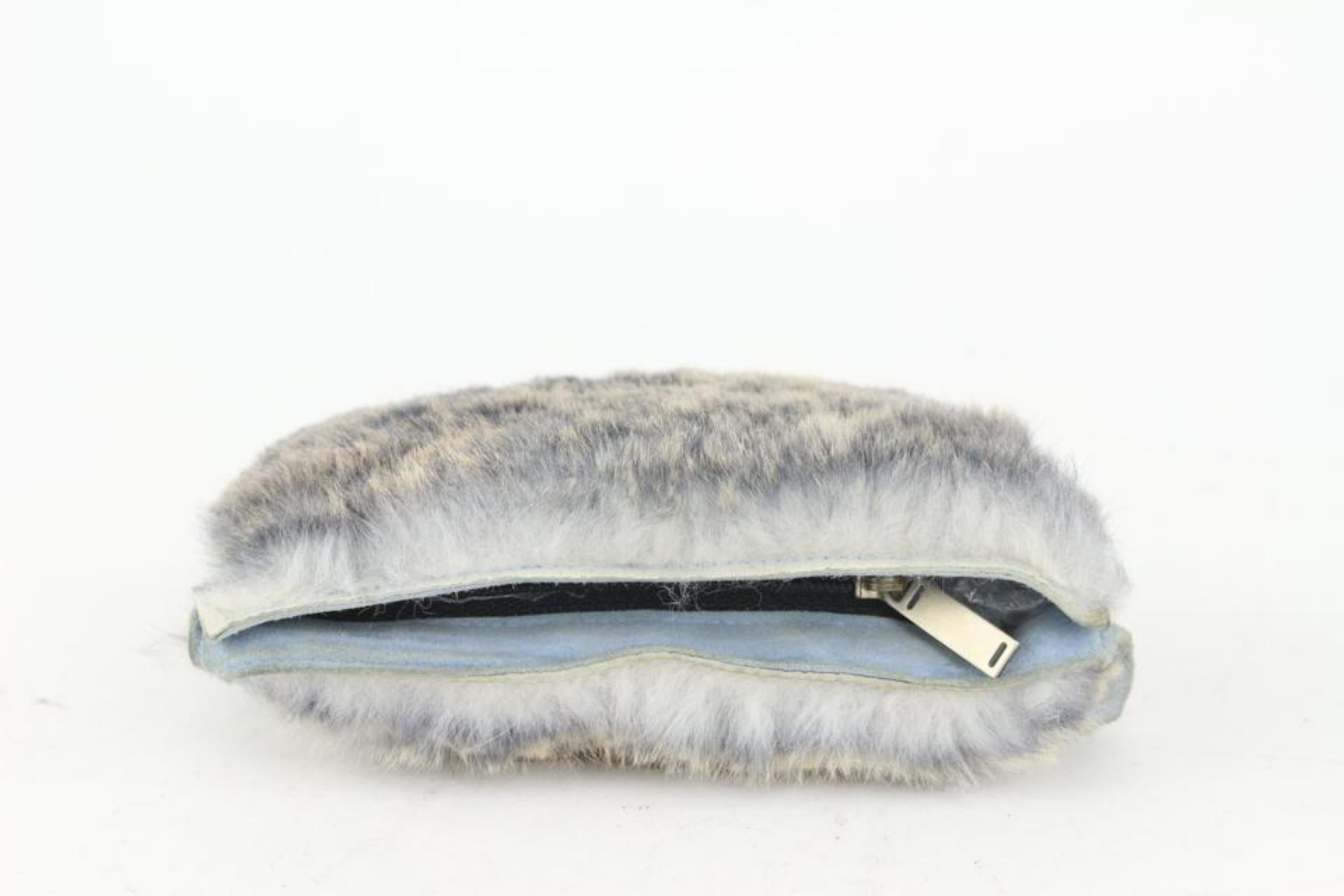Chanel Grey Rabbit Lapin Fur Pochette 1014c21 In Good Condition For Sale In Dix hills, NY