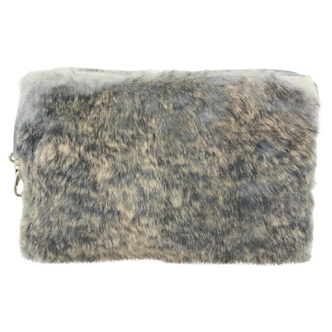 Chanel Grey Rabbit Lapin Fur Pochette 1014c21 For Sale