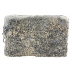 Chanel Grey Rabbit Lapin Fur Pochette 1014c21