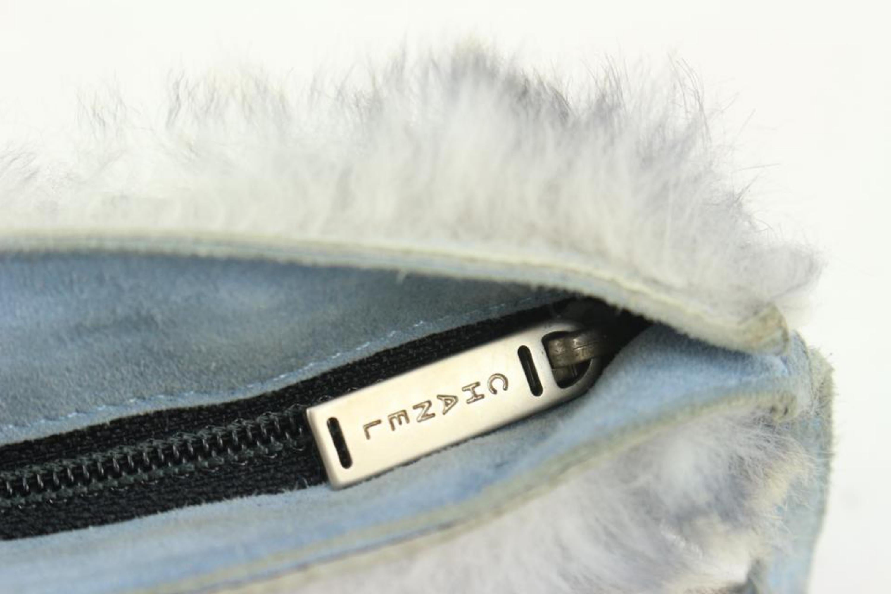 Women's Chanel Grey Rabbit Lapin Fur Pochette 1C1228 For Sale