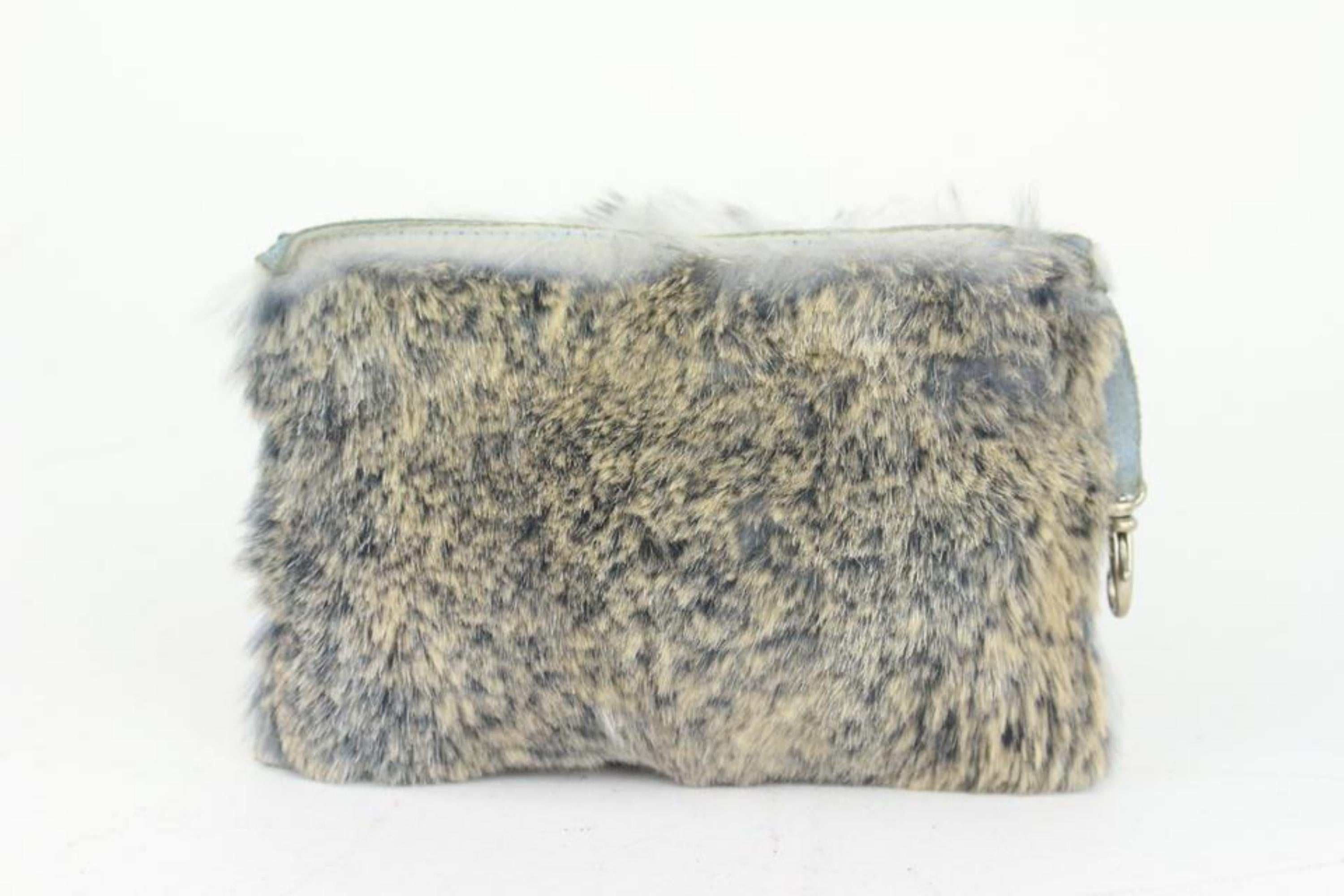 Chanel Grey Rabbit Lapin Fur Pochette 1C1228 For Sale 1