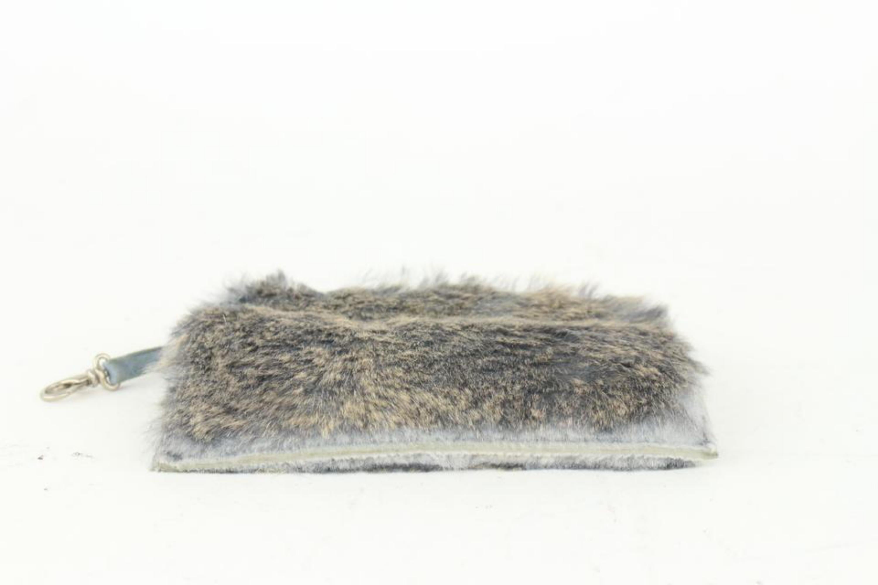 Chanel Grey Rabbit Lapin Fur Pochette 1C1228 For Sale 2