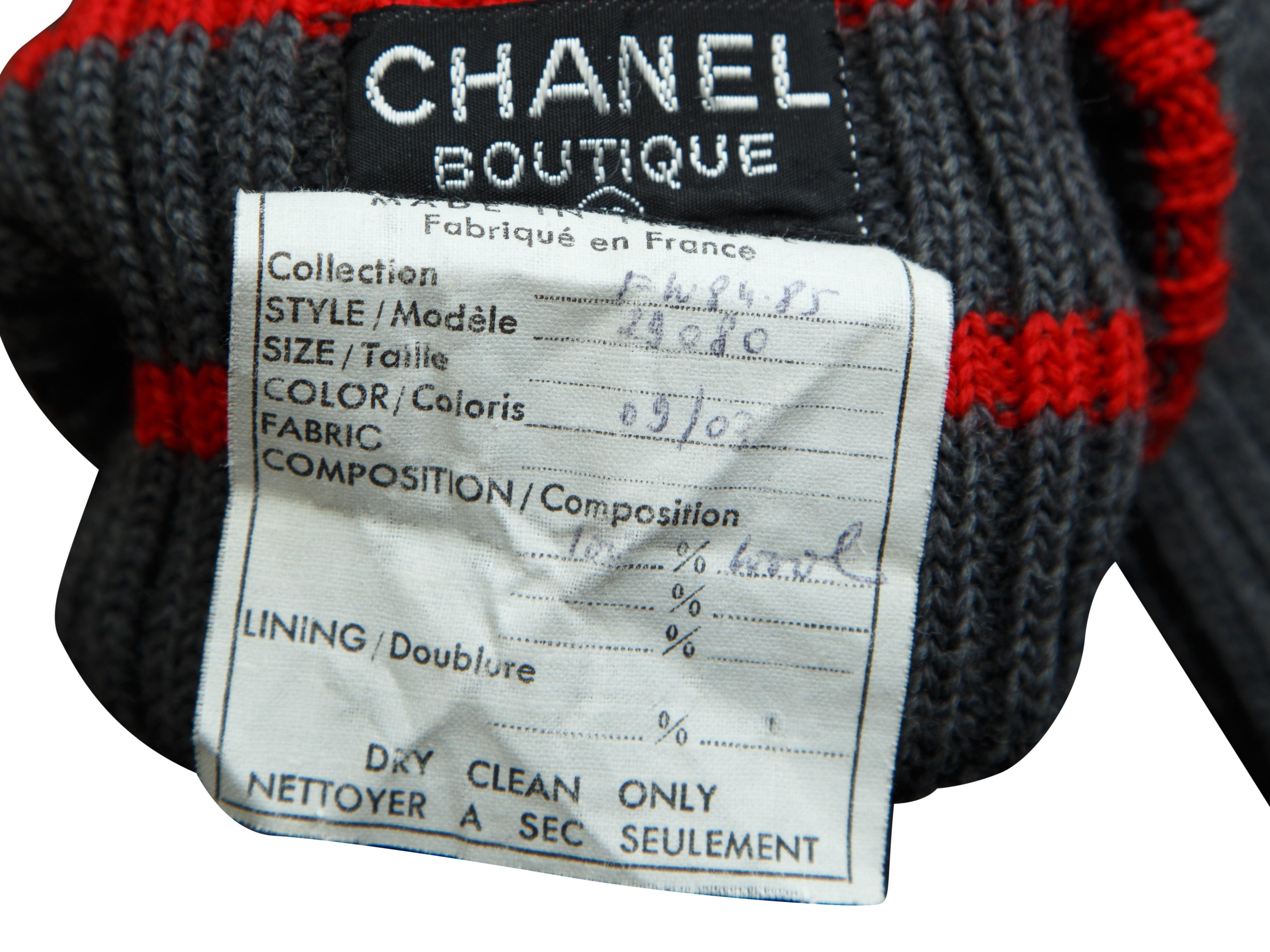Women's Chanel Grey & Red FW 84/85 Knit 3-Piece Set
