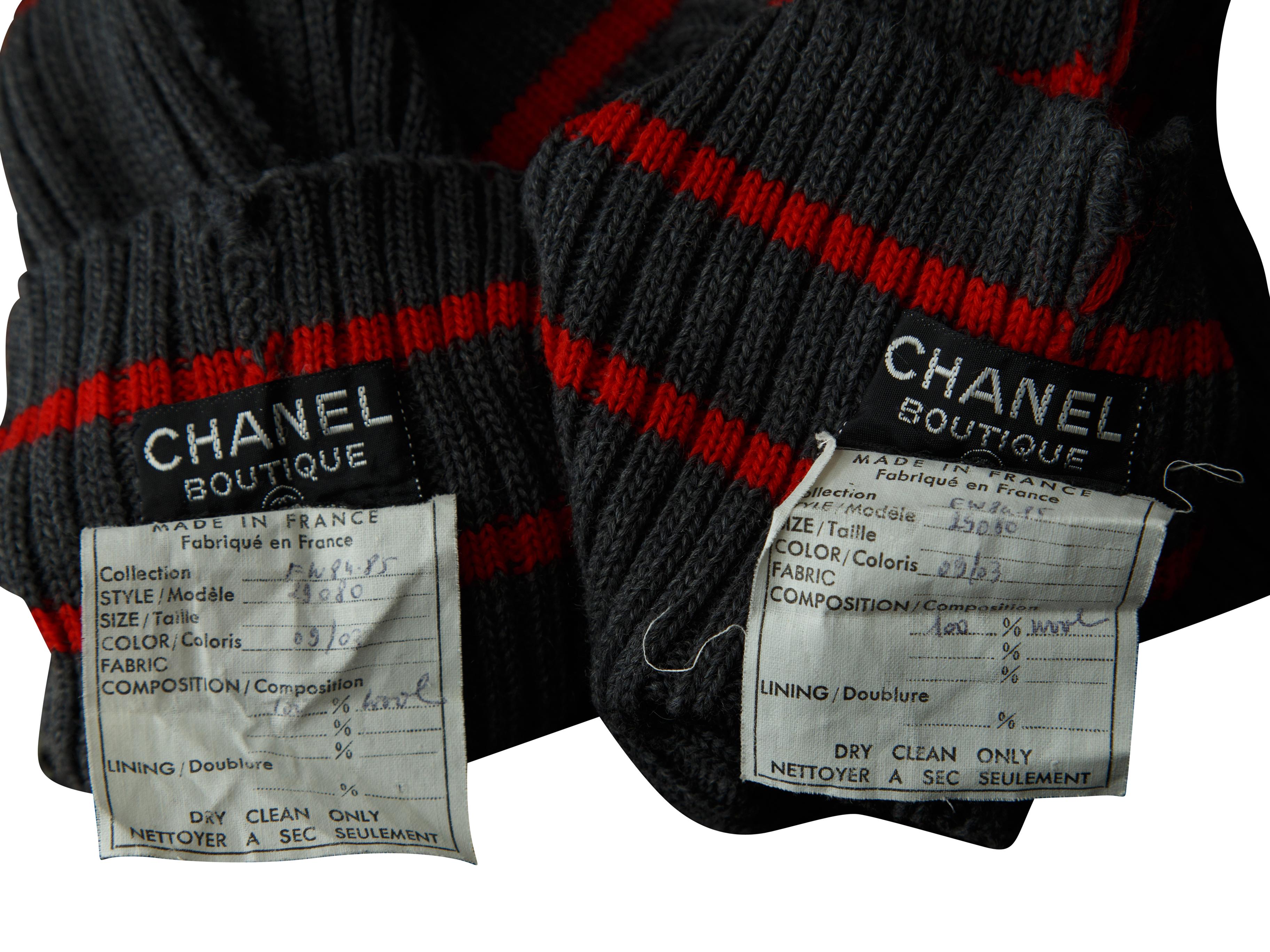 Chanel Grey & Red FW 84/85 Knit 3-Piece Set 1