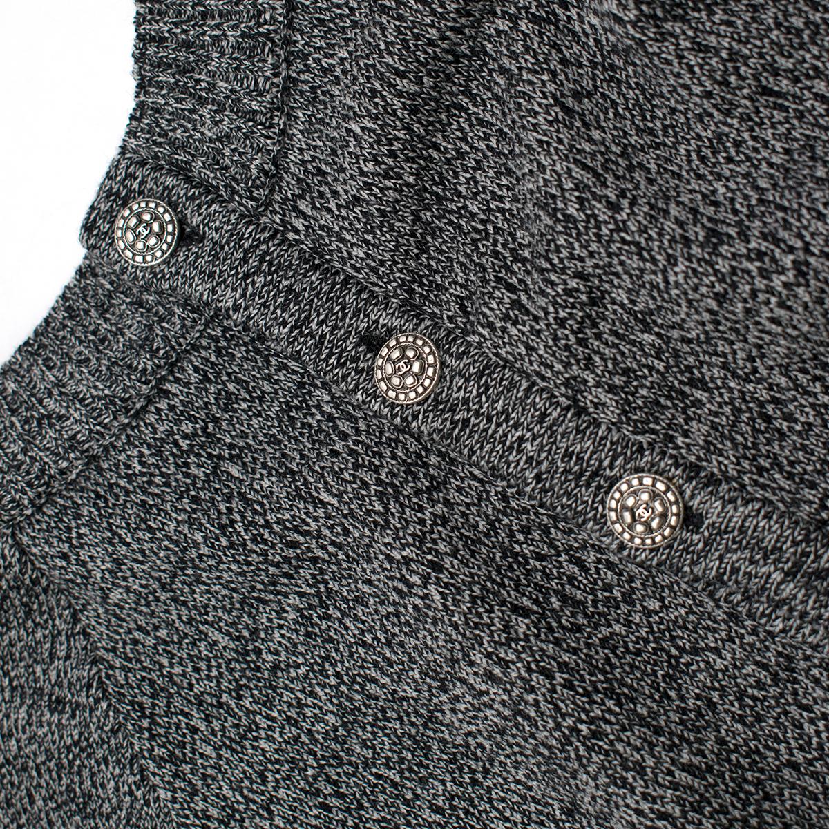 Chanel Grey Ribbed-Waist Wool-Knit Dress US 12 1