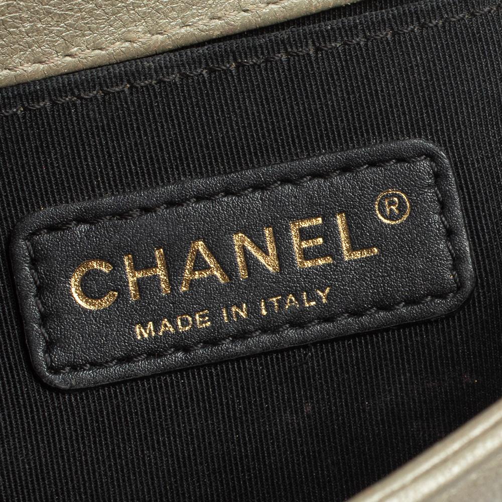 Chanel Grey Scales Leather Mini Chain Boy Flap Bag 2
