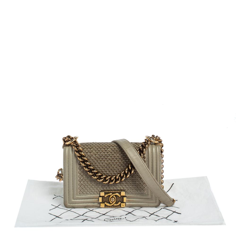 Chanel Grey Scales Leather Mini Chain Boy Flap Bag 4