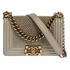 Chanel Grey Scales Leather Mini Chain Boy Flap Bag