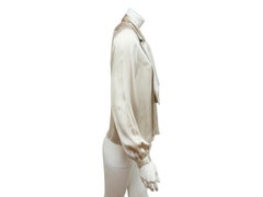 Chanel Grey Silk Pussy Bow Blouse
