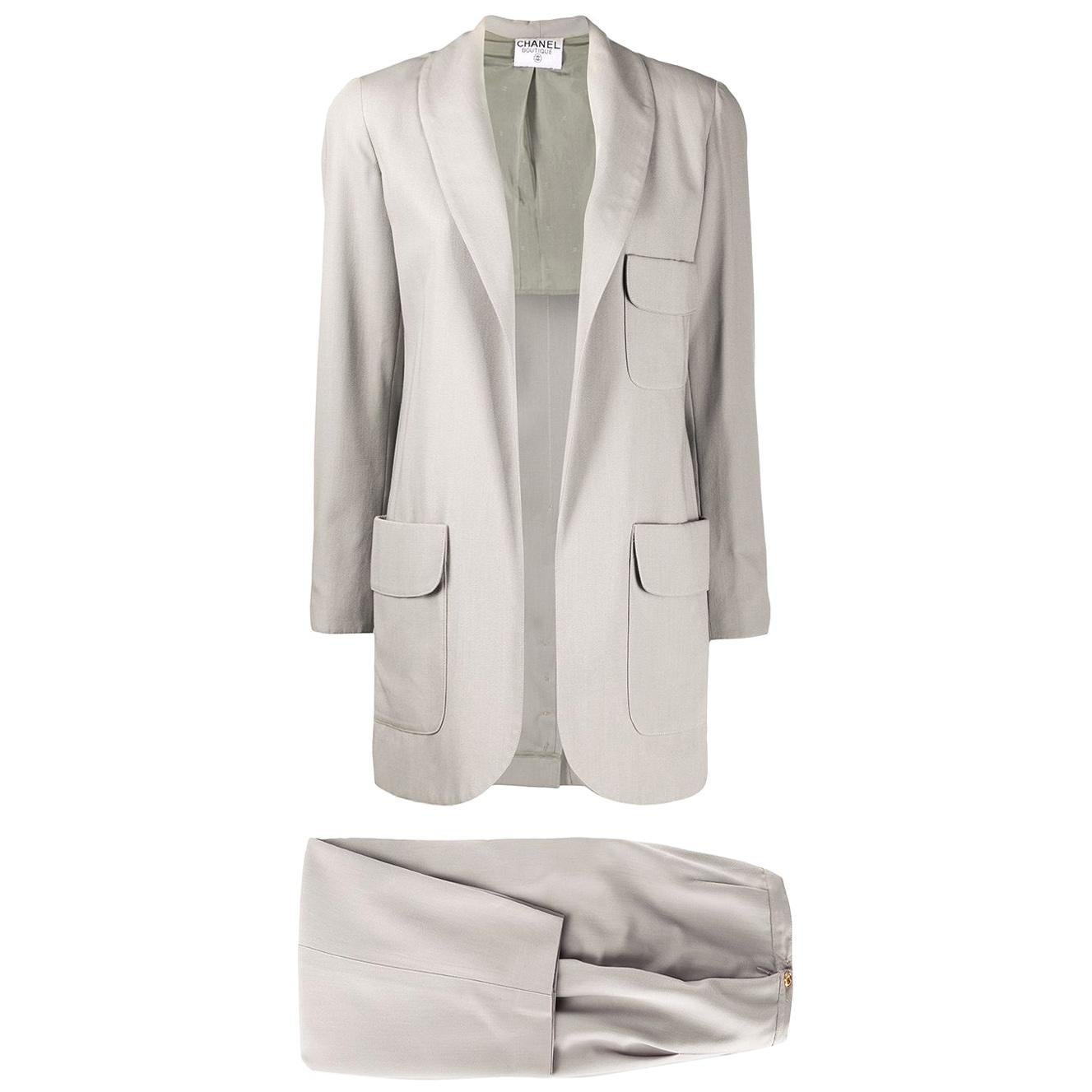 Chanel Grey Silk Trouser Suit