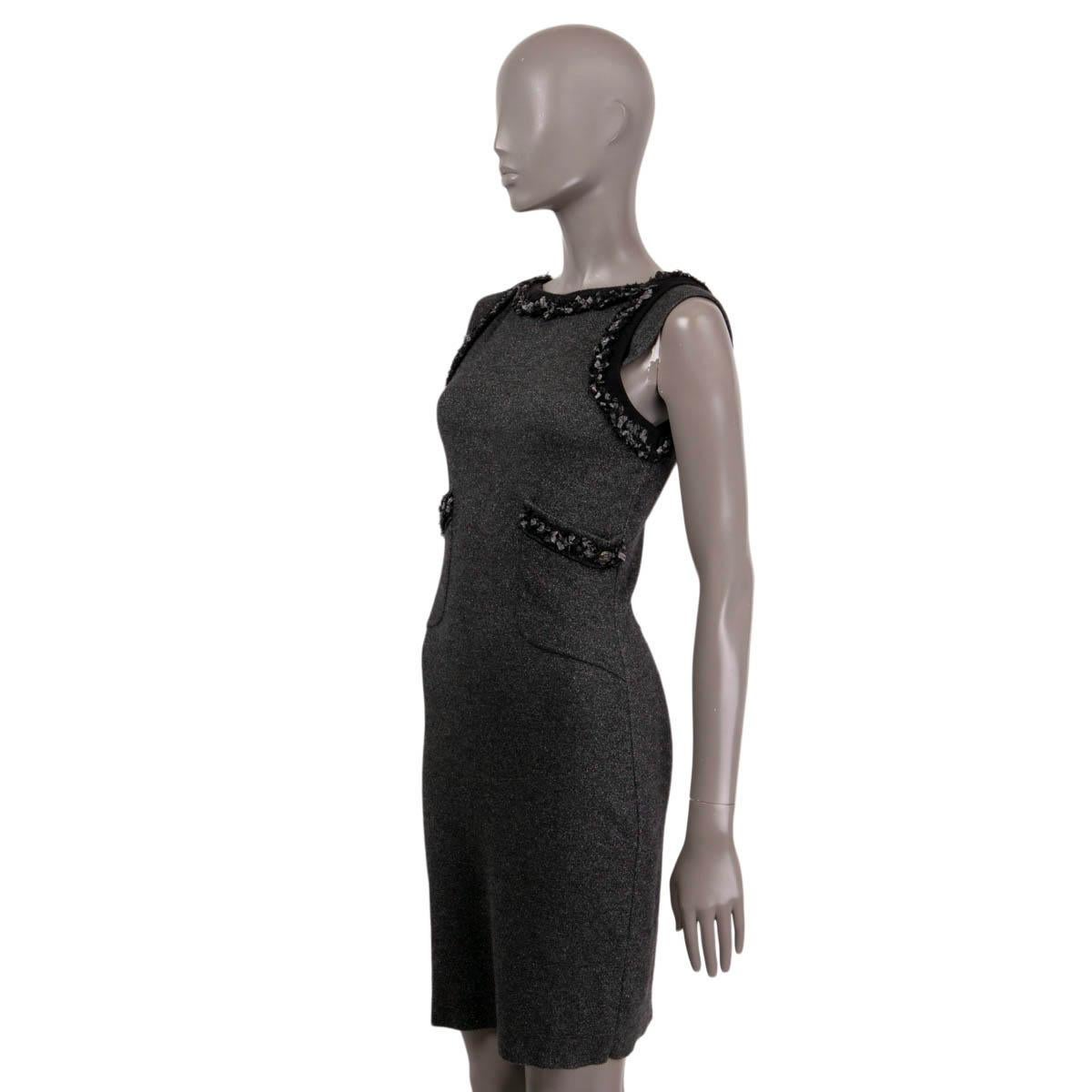 Women's CHANEL grey & silver cashmere 2010 10A LUREX SLEEVELESS SHEATH Dress 34 XXS For Sale