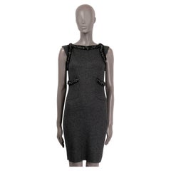 CHANEL Cachemire gris et argenté 2010 10A LUREX SLEEVELESS SHEATH Dress 34 XXS