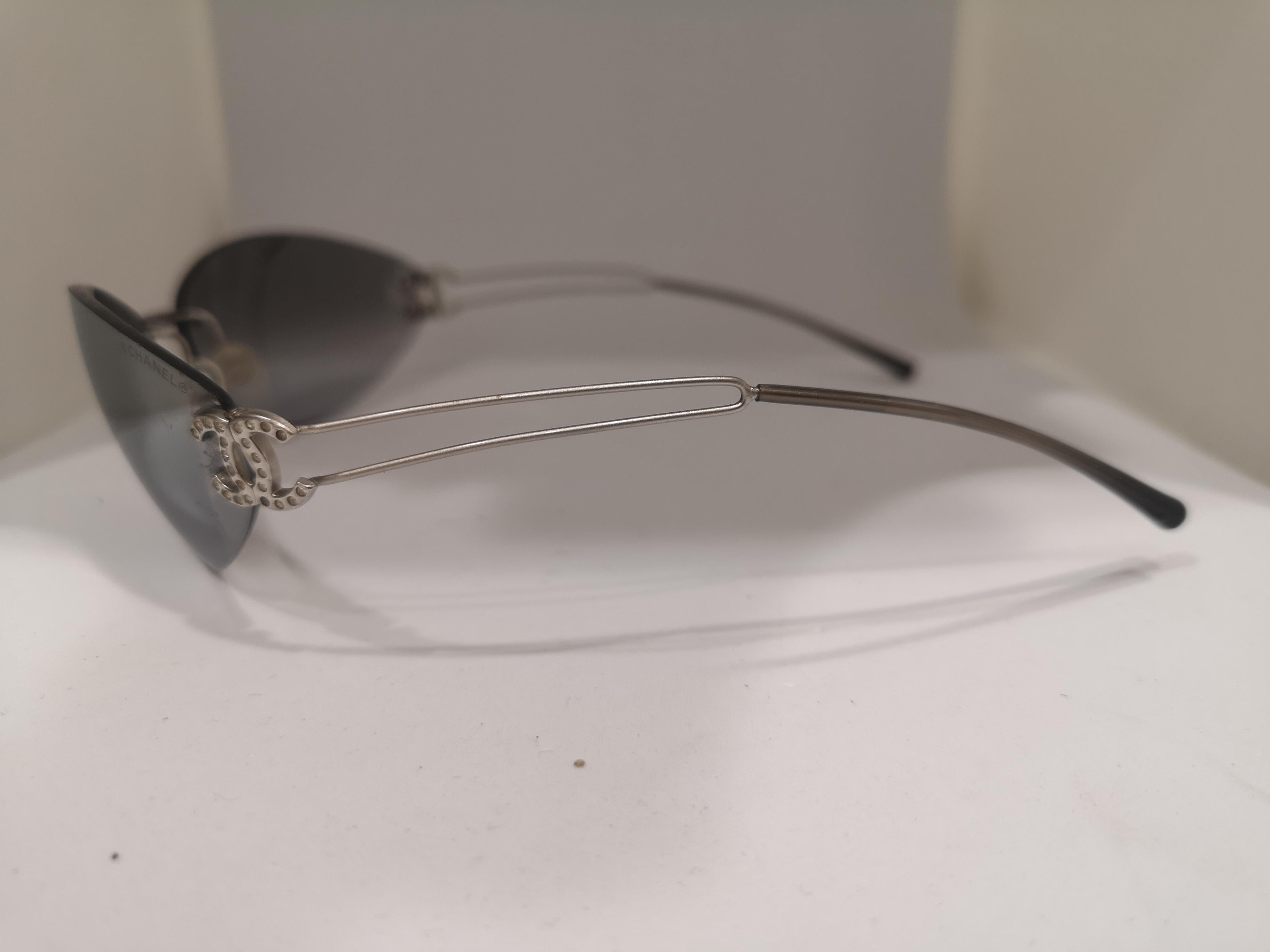 Chanel grey silver mirrored lens sunglasses 1