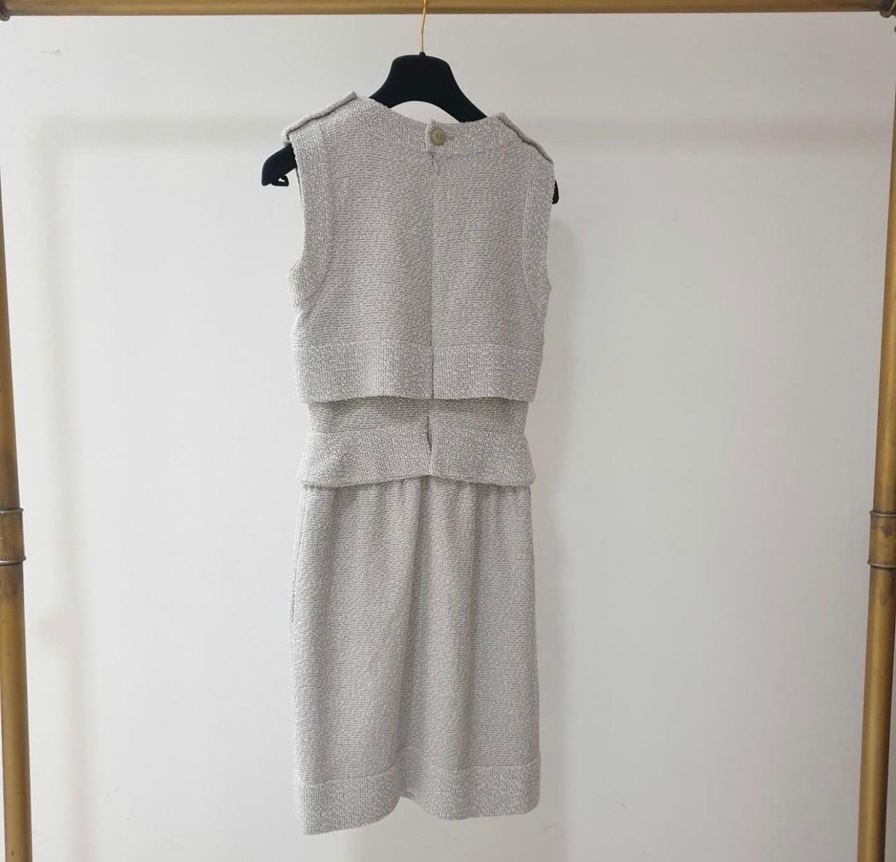 Gray Chanel Grey Sleeveless Tweed Dress 