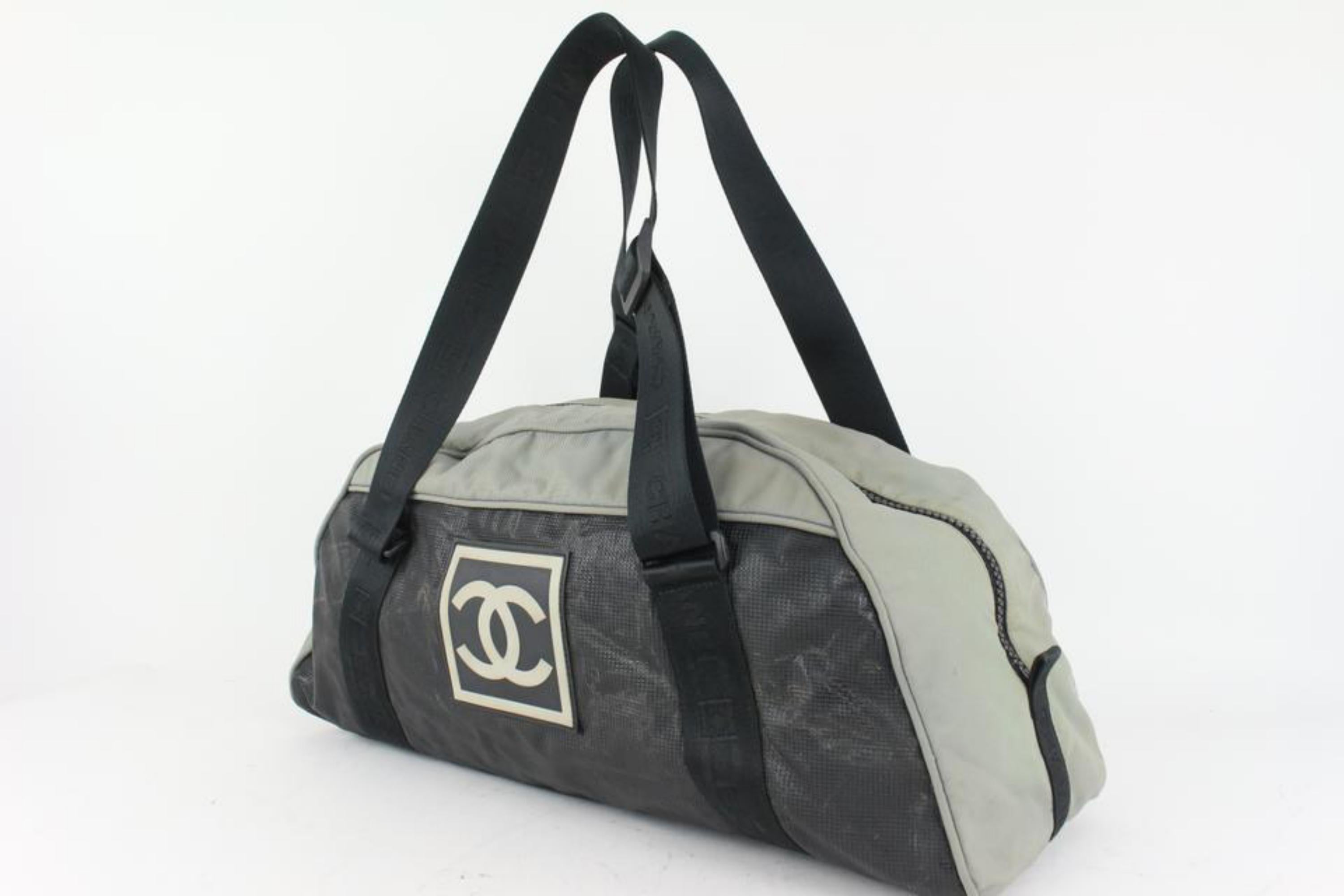 Chanel Grey Sports Line CC Logo Boston Duffle Gym Bag 1020cc50 5